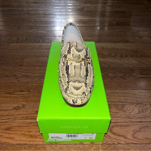 Sam Edelman Lucca Loafer Golden Tan Leather Women’s Size 5 Snake Print NIB - Picture 5 of 9
